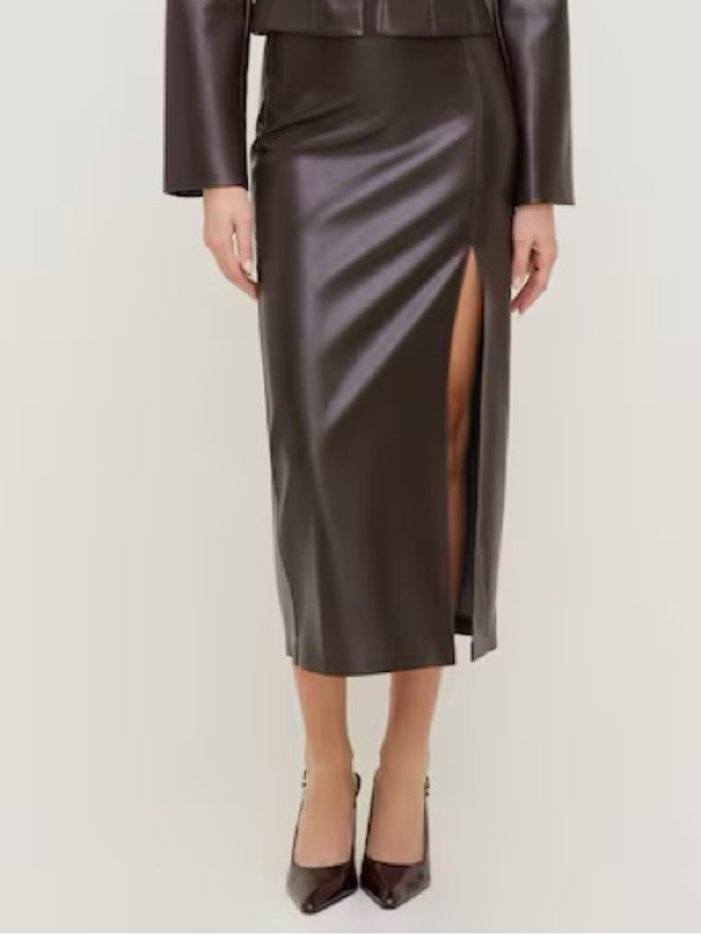 Dynamite marlow faux leather skirt brown